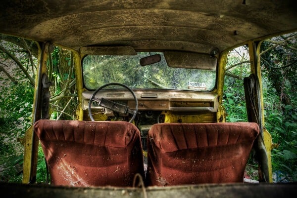Interior Of An Abandoned Car