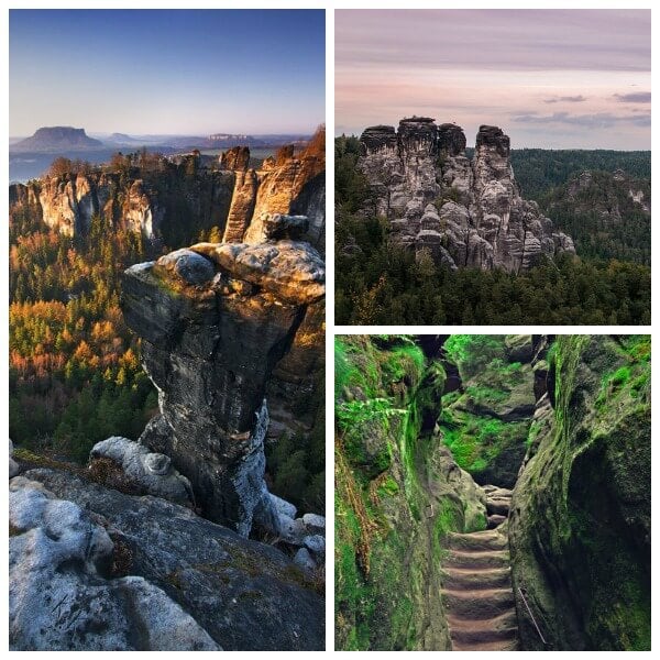 The hiking trails in Saxon Switzerland National Park.