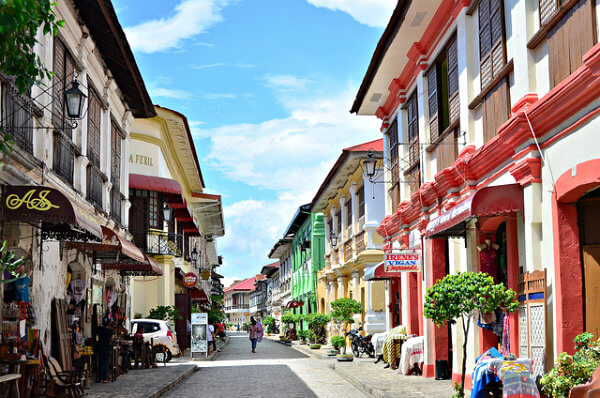 casas coloridas em Vigan, Filipinas